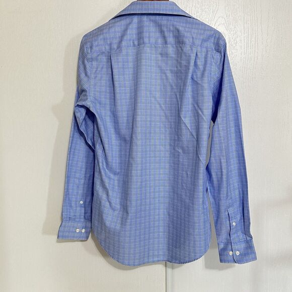 Egara Non-Iron Men’s Blue Shirt Sz 34/35 15.5 Slim Fit Button Down Long Sleeve - Picture 4 of 8